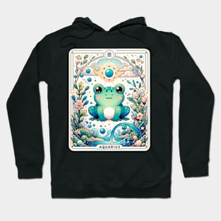 Aquarius Zodiac Cottagecore Frog Tarot Card Birthday Kawaii Hoodie